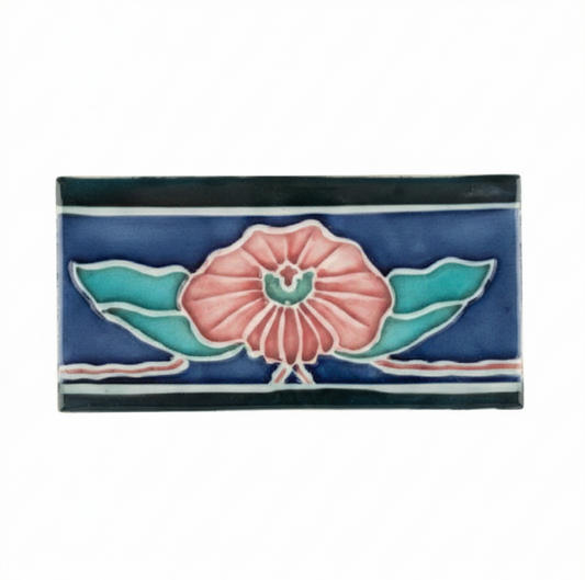 Pink Flower, Blue/Black Border