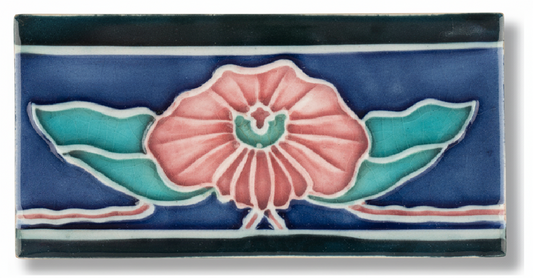 Pink Flower, Blue/Black Border