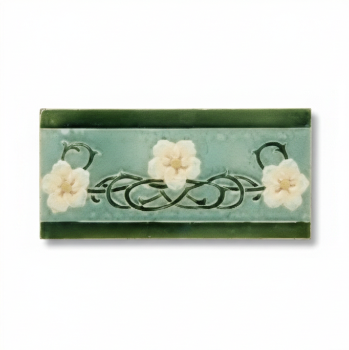 3 Yellow Flowers on Green Background and Border