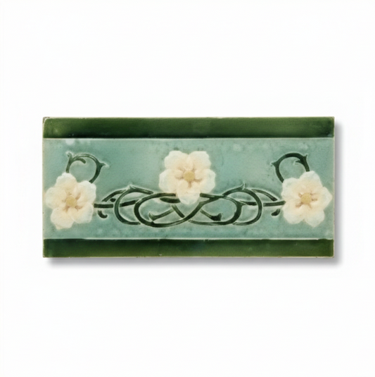 3 Yellow Flowers on Green Background and Border