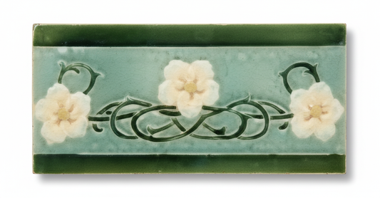 3 Yellow Flowers on Green Background and Border