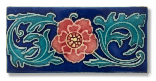 Pink Flowers, Blue Background