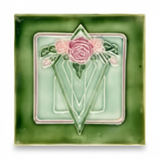 Pink & Burgundy Roses, Green Background