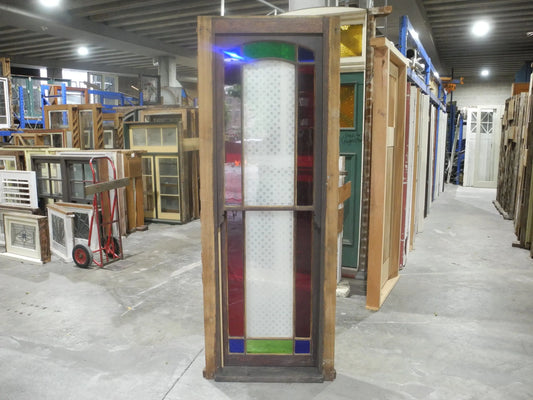Double Hung Victorian Window with Etched and Flashed Glass