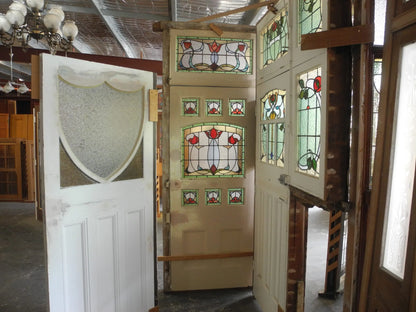 Federation Leadlight Front Door in Frame With Fanlight Door