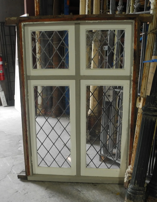 Gothic Double Casement Leadlight Window with Fixed Fan Lights