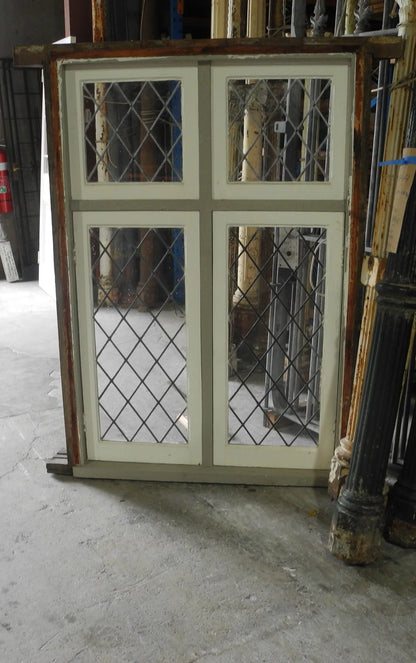 Gothic Double Casement Leadlight Window with Fixed Fan Lights