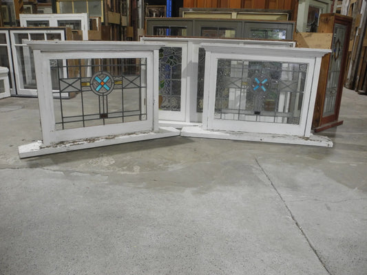 Pair Double Double Hung Leadlight Windows