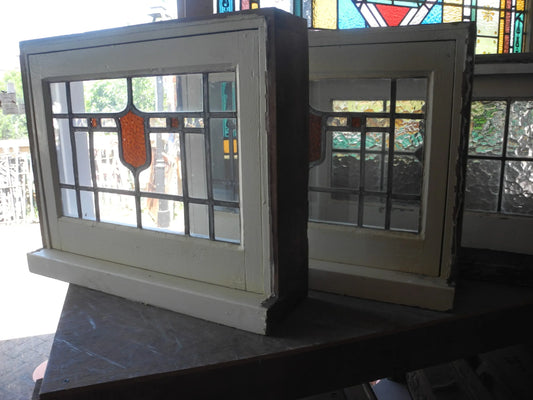 Pair Hopper Leadlight Windows