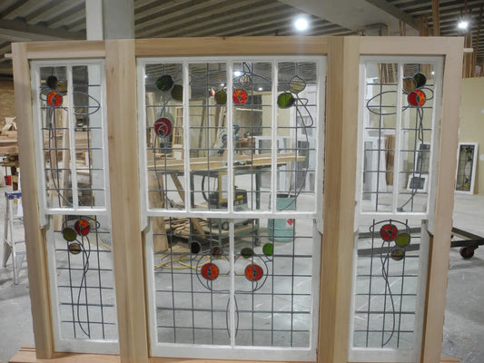 Triple Double Hung Leadlight Windows