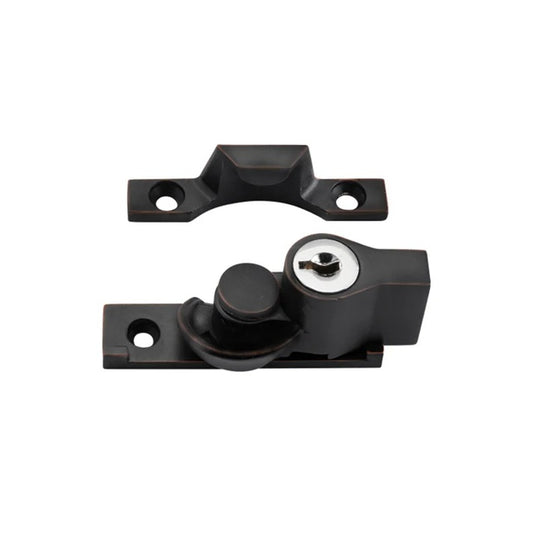 Key Operated Narrow Locking Sash Fastener - Antique Copper