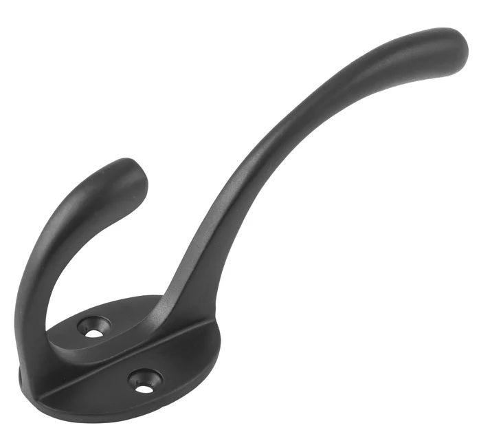 Victorian Hat & Coat Hooks - Matt Black - Solid Brass