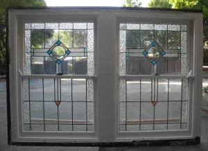 Set of 1920s Double Double Hung Leadlight Windows