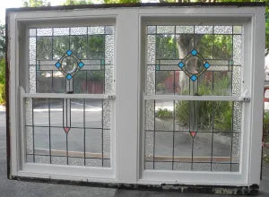 Set of 1920s Double Double Hung Leadlight Windows