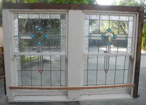 Set of 1920s Double Double Hung Leadlight Windows