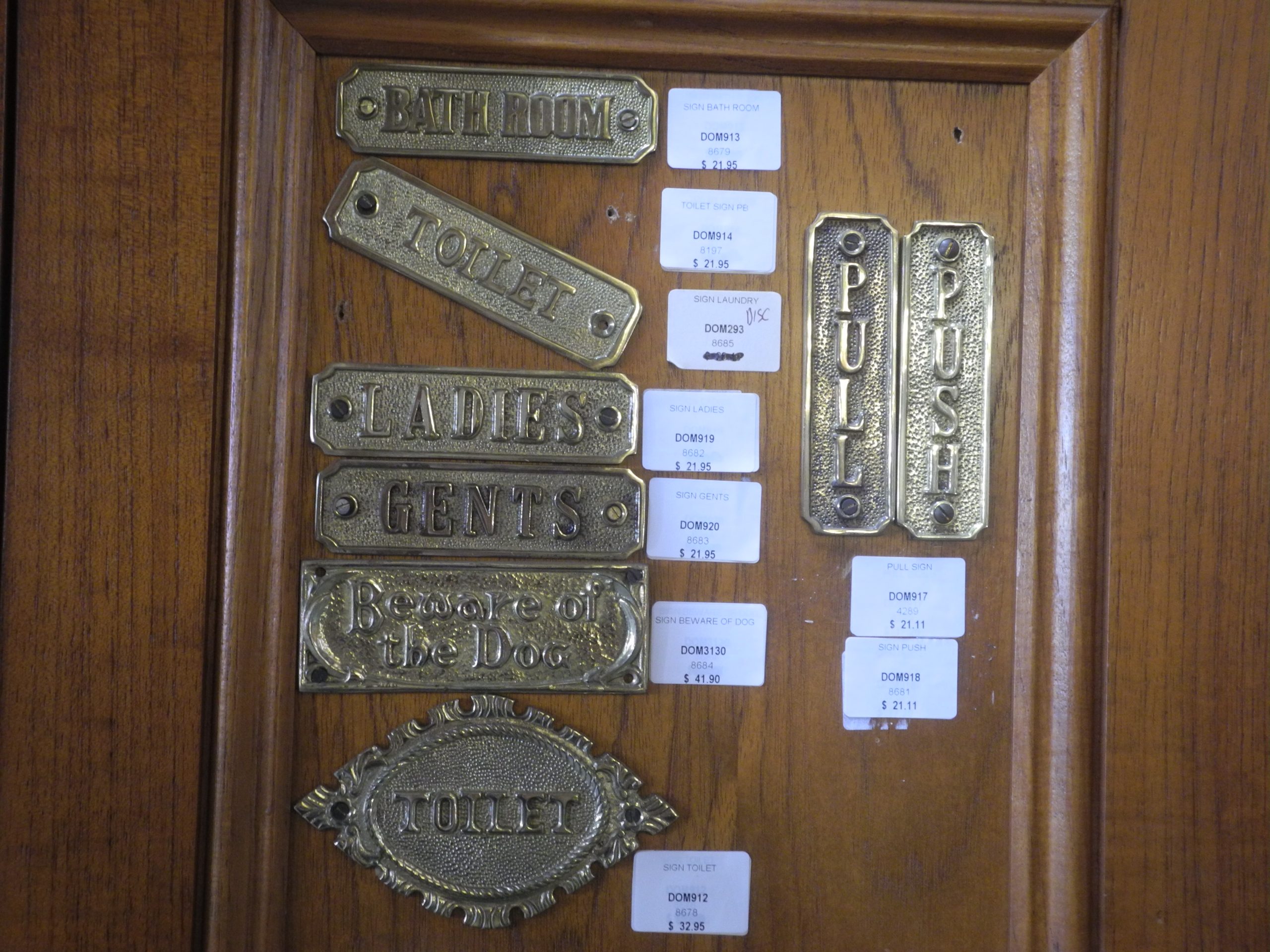 Assorted Brass Signs - Chippendale Restorations